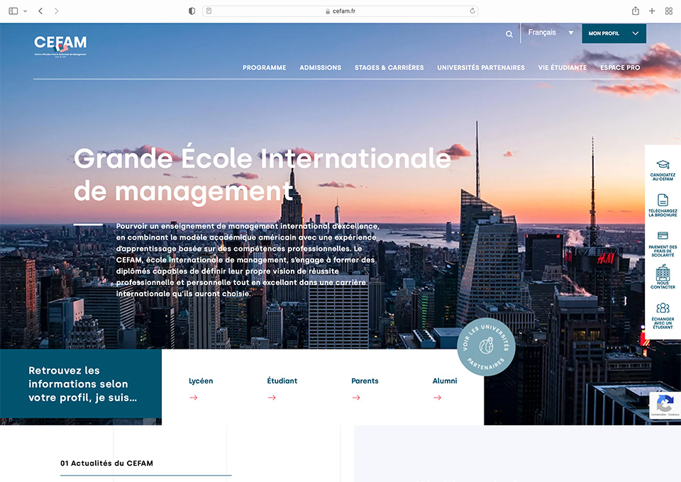 Alo agences, communication à Lyon - A suivre Cefam site internet