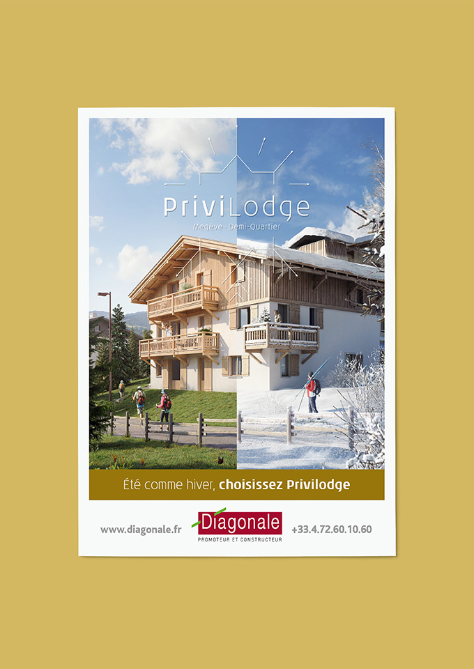 Alo agences, communication à Lyon - Diagonale affiche Privilodge